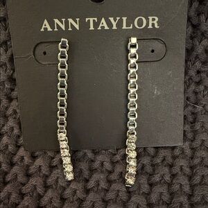 Ann Taylor Silver Chain & Rhinestone Earrings